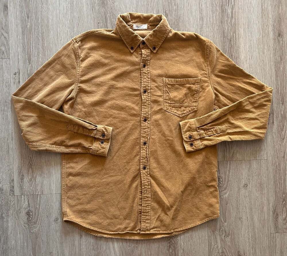 Reverb Men's Tan Corduroy Button-Down Long Sleeve Shirt